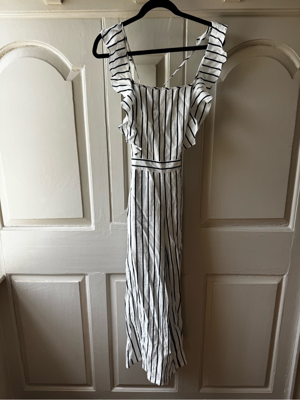 Striped White & Navy Wide-Leg Jumpsuit - Picture 4 of 5